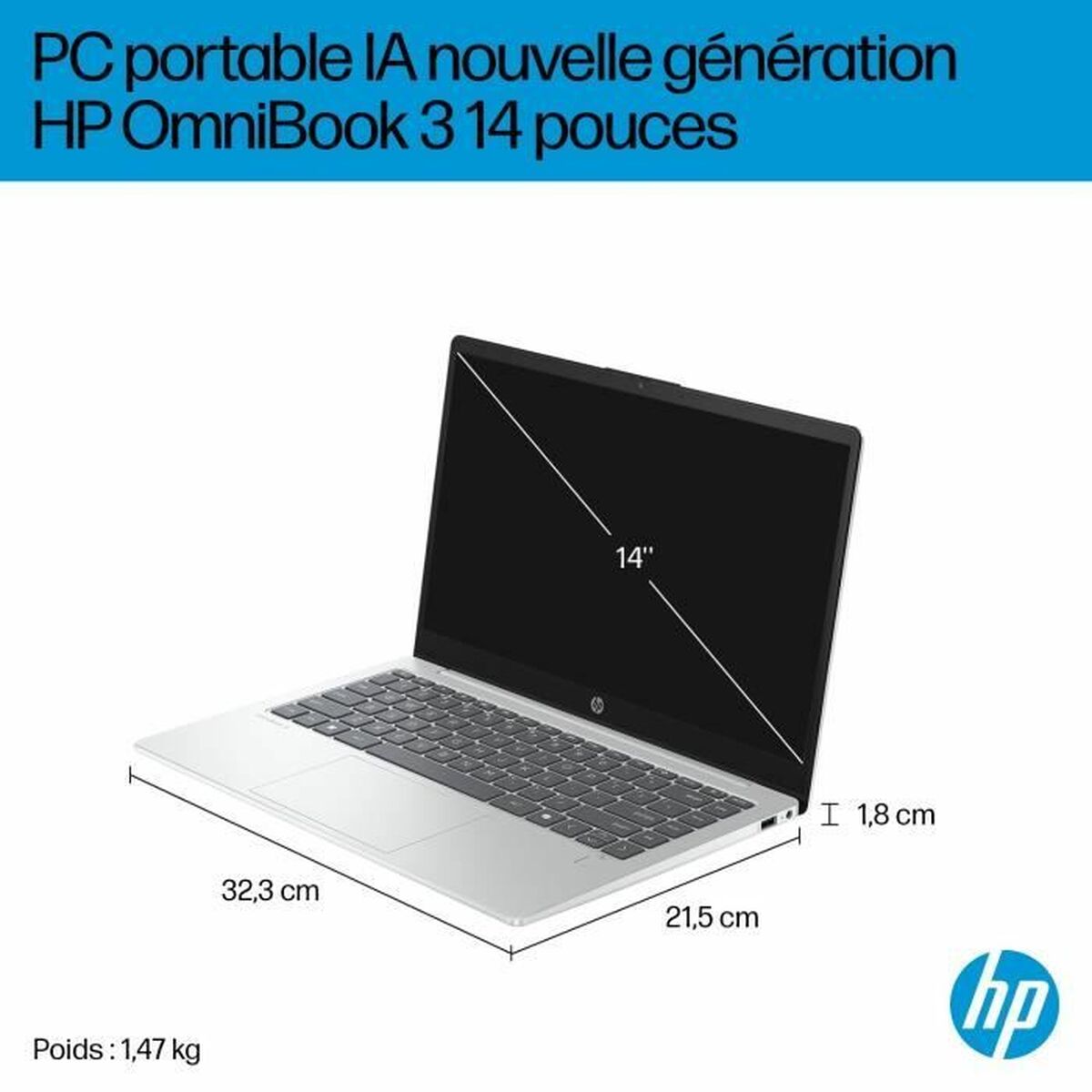 Laptop HP Omnibook 3 14-ha0015nf 14” Ryzen 5 3450U 16 GB RAM 512 GB SSD