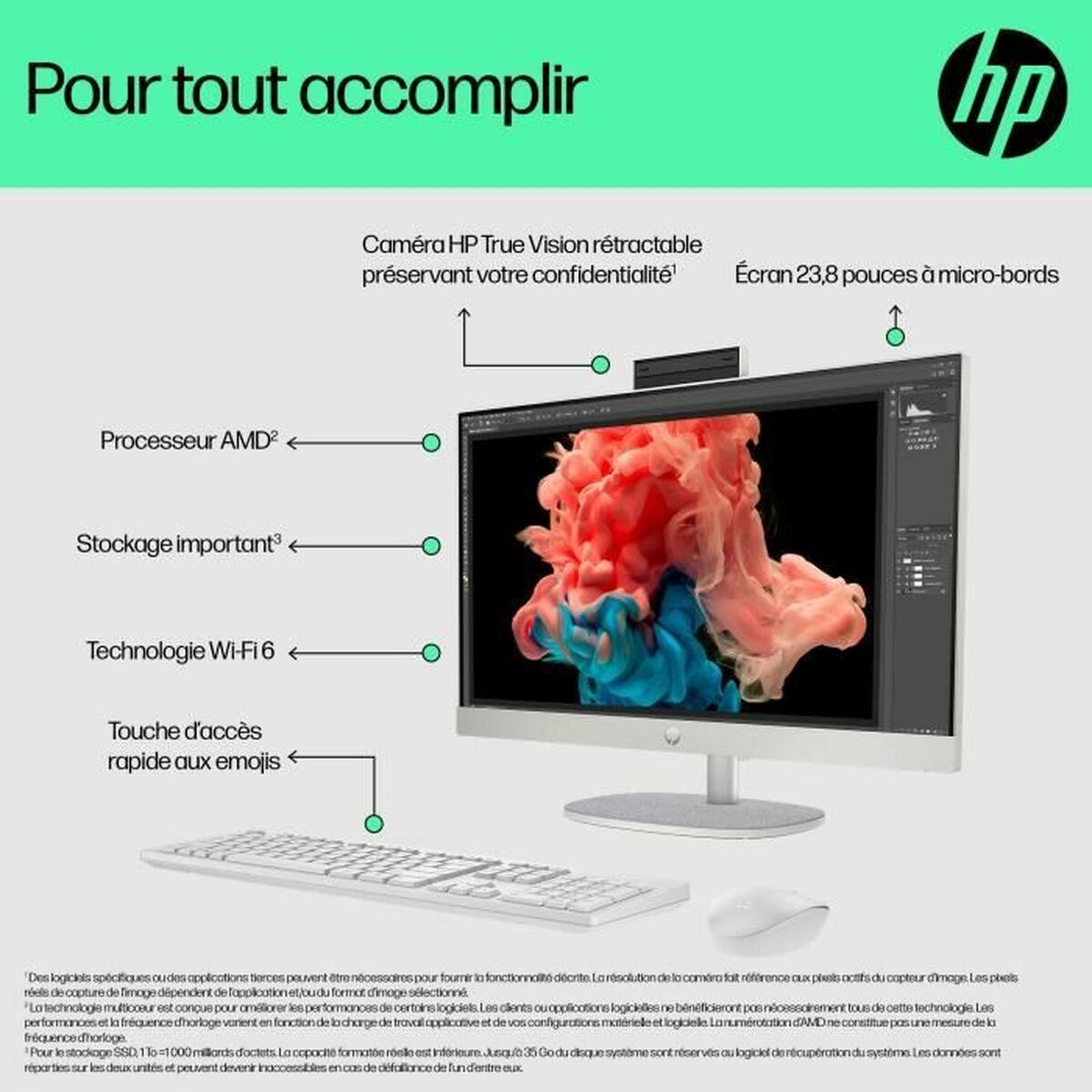 All in One HP 24-cr0081nf 16 GB RAM 23,8″ AMD Ryzen 7 7730U 512 GB