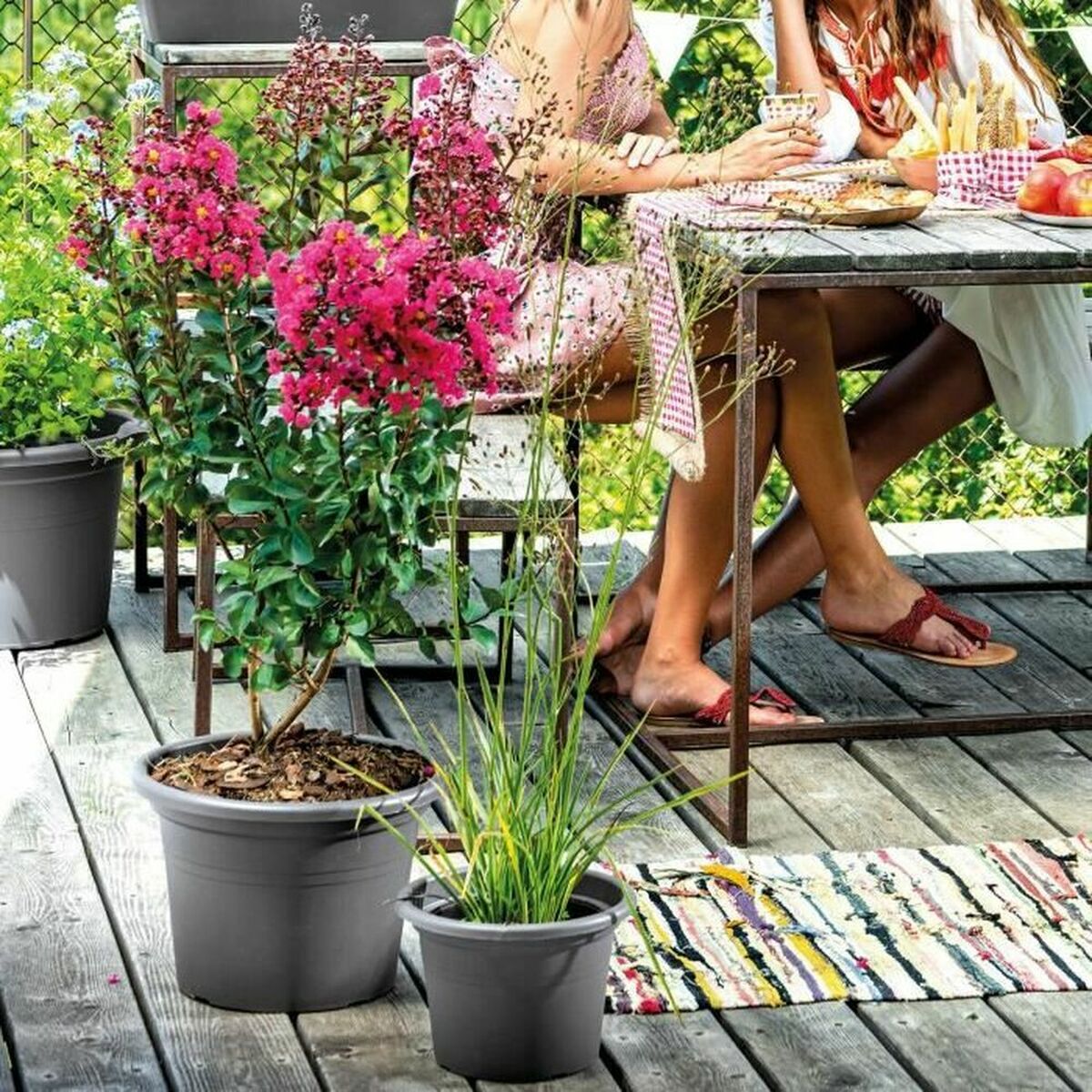 Plant pot Deroma Cylinder Anthracite Injected Circular  50 cm 50 x 35 cm