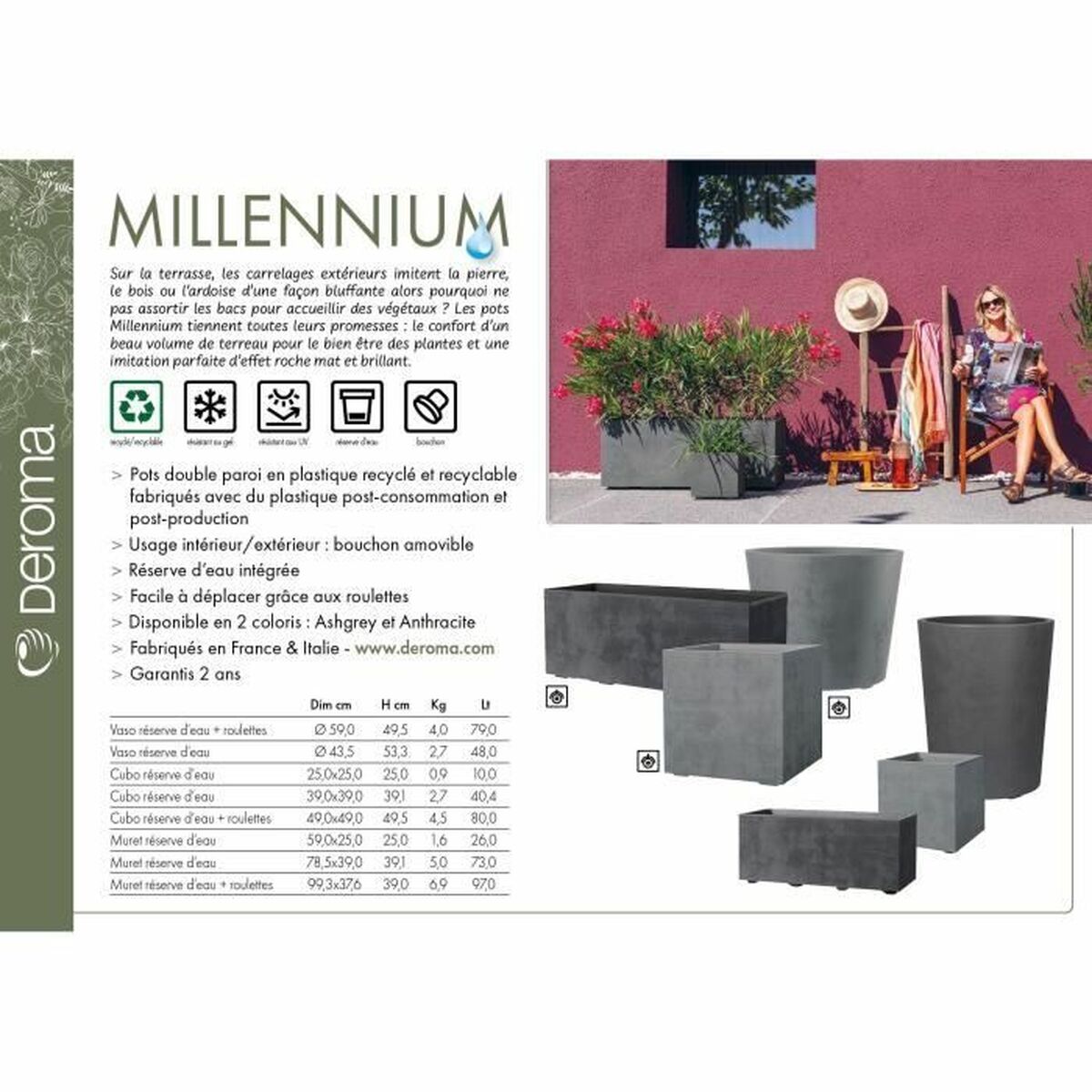 Plant pot Deroma Anthracite