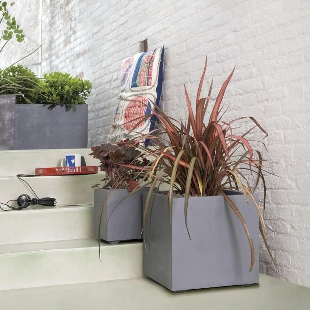 Plant pot Deroma Grey 25 cm Plastic Squared Bucket  25 cm