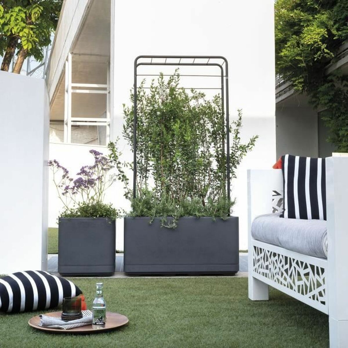 Plant pot Deroma Anthracite 38 x 38 x 39 cm Plastic Squared Bucket 38 cm