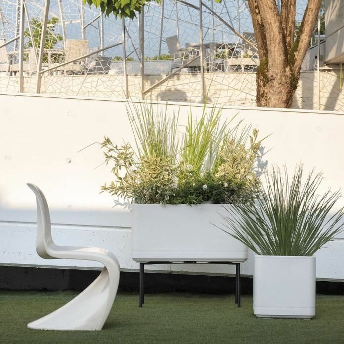 Planter Deroma Cosmo Grey Plastic Recycled plastic 38 x 38 x 39 cm Squared Bucket 38 cm