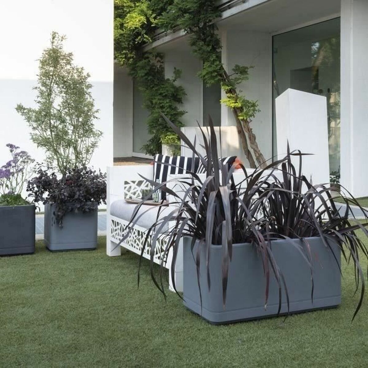Self-watering planter Deroma Grey 78 x 38 x 39 cm Plastic Rectangular  78 cm