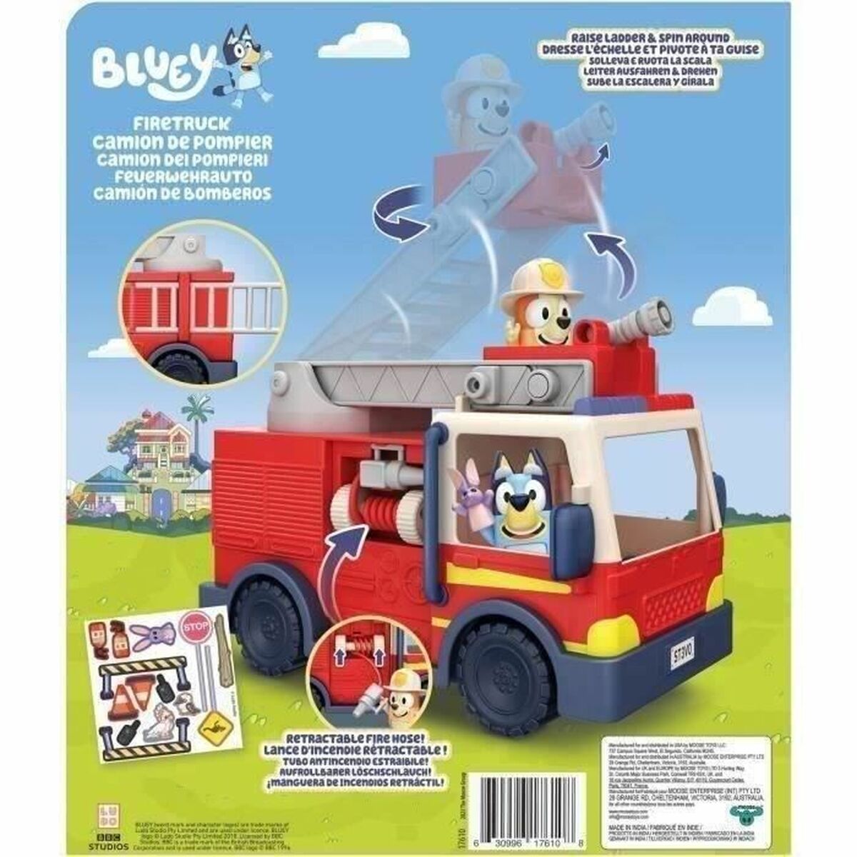 Fire Engine Moose Toys Camin de bomberos de Bluey Red rouge