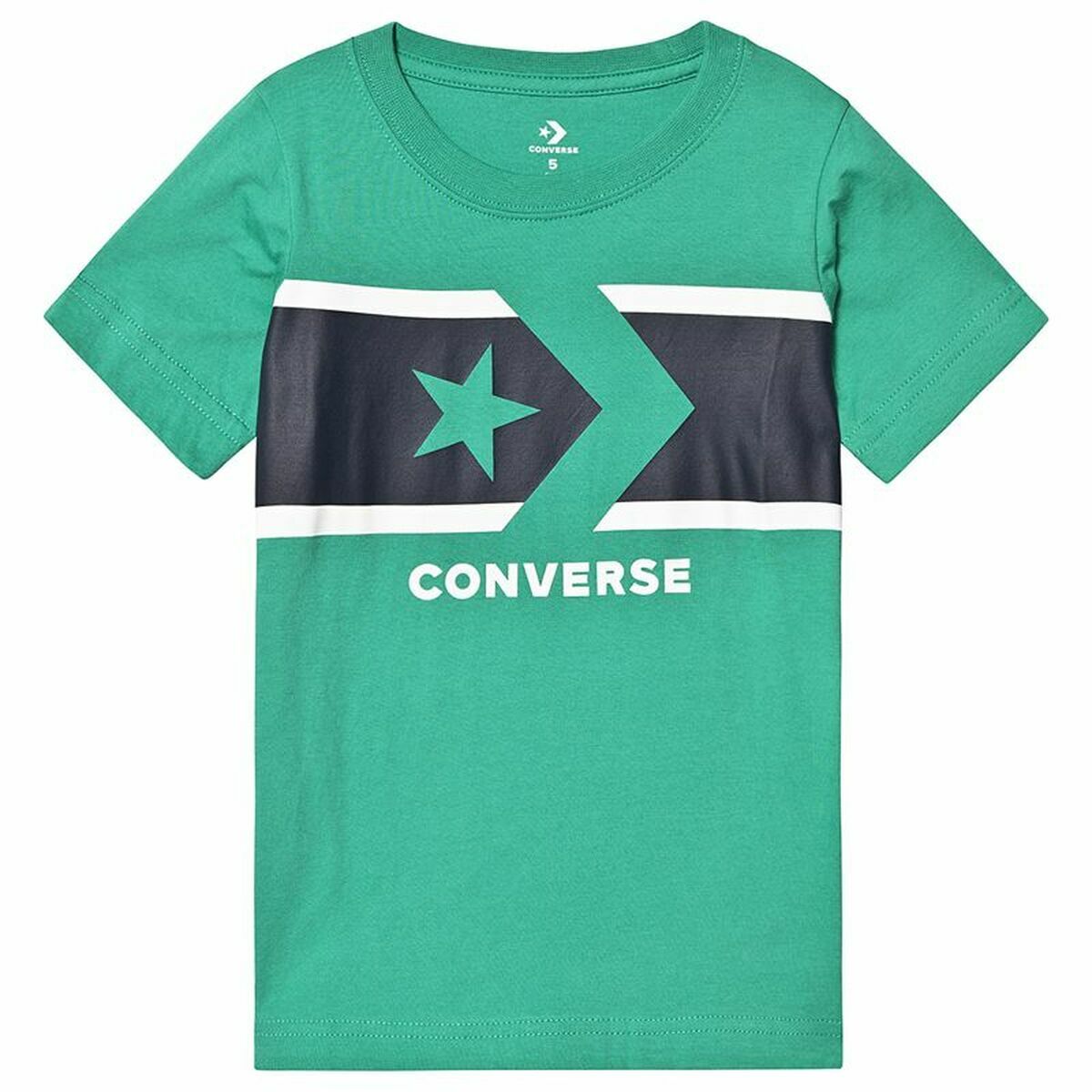 Child’s Short Sleeve T-Shirt Converse Stripe Star Chevron Green Child’s Short Sleeve T-Shirt Converse Stripe Star Chevron Green
