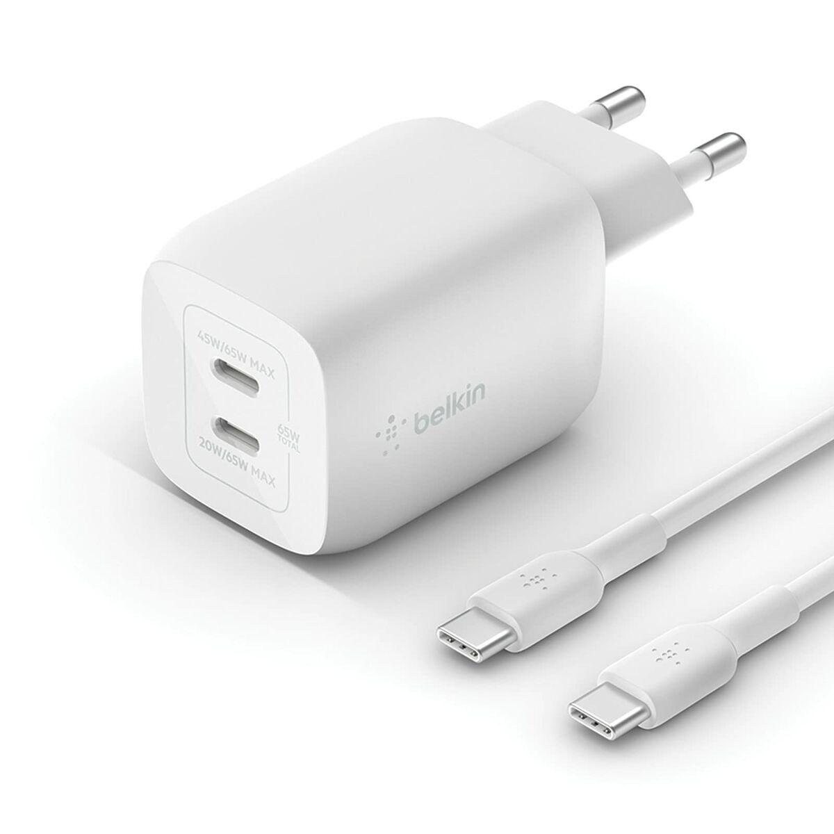 Wall Charger Belkin WCH013VF2MWH-B6 White 65 W Wall Charger Belkin WCH013VF2MWH-B6 White 65 W