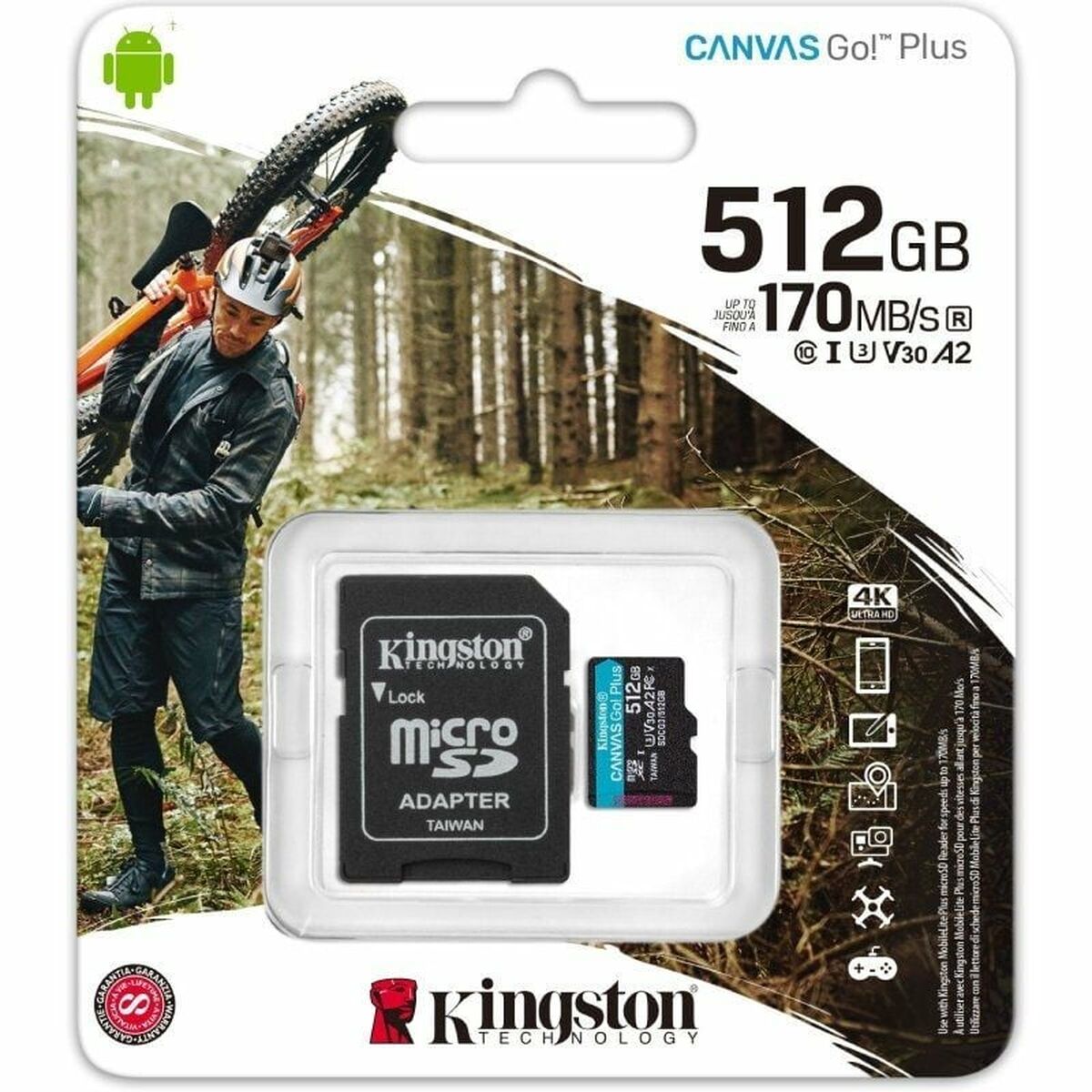 Micro SD Memory Card with Adaptor Kingston CANVAS Go! Plus 512 GB
