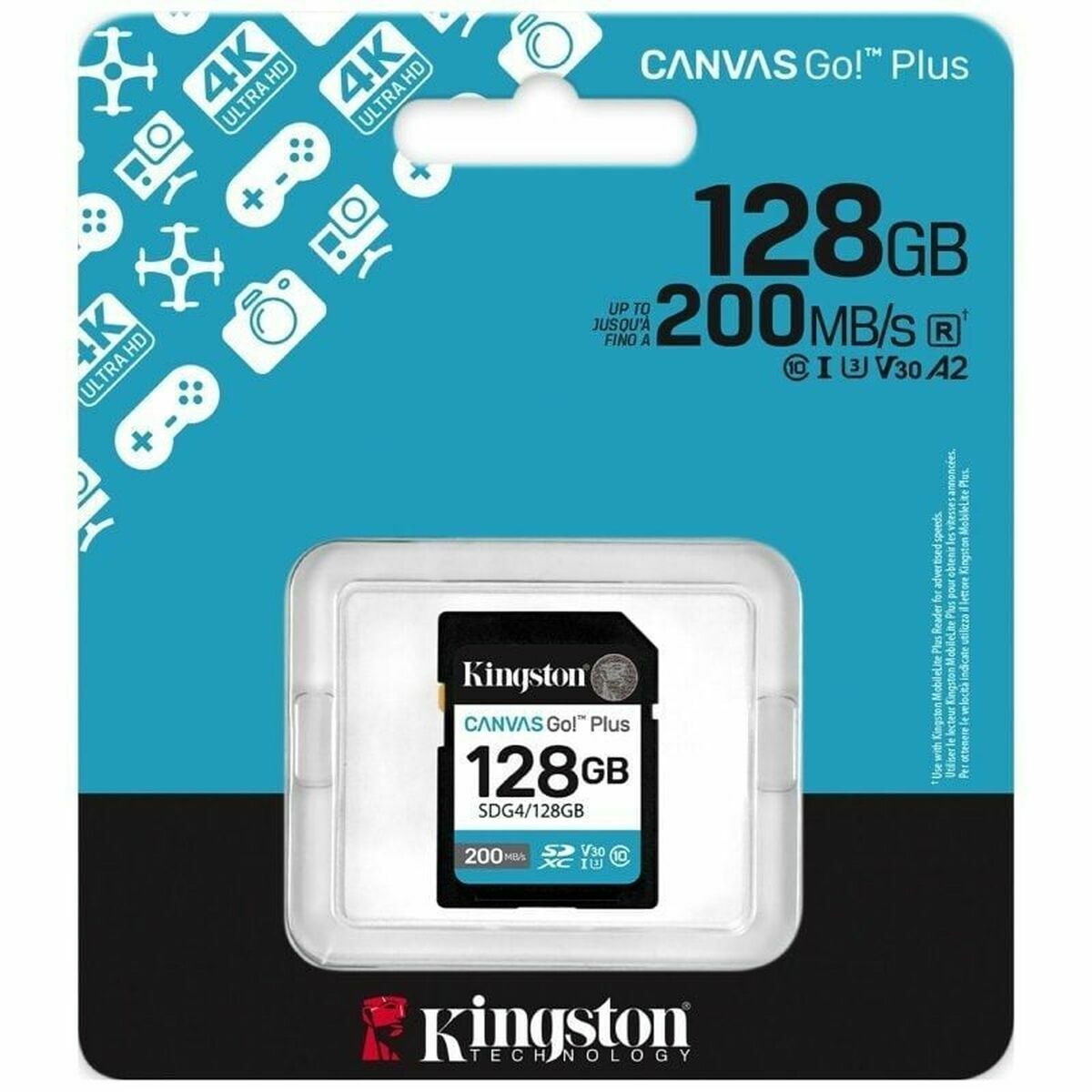 Micro SD Memory Card with Adaptor Kingston SDG4/128GB 128 GB