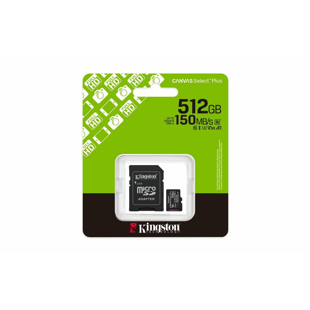 Micro SD Memory Card with Adaptor Kingston SDCS3/512GB 512 GB