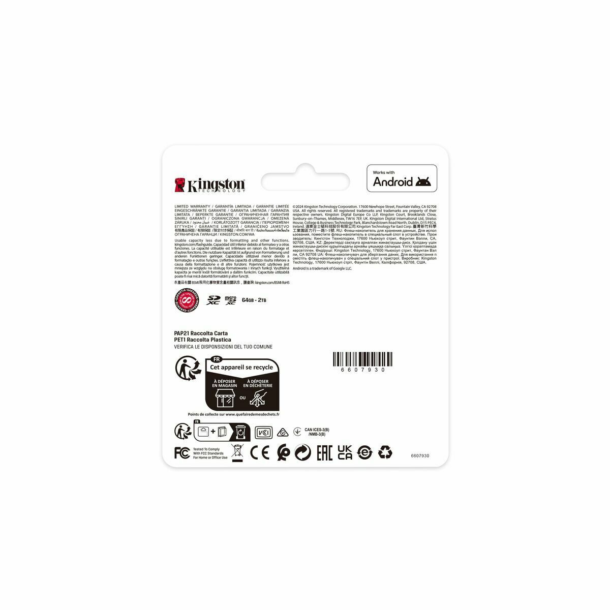 Micro SD Memory Card with Adaptor Kingston SDCS3 1 TB
