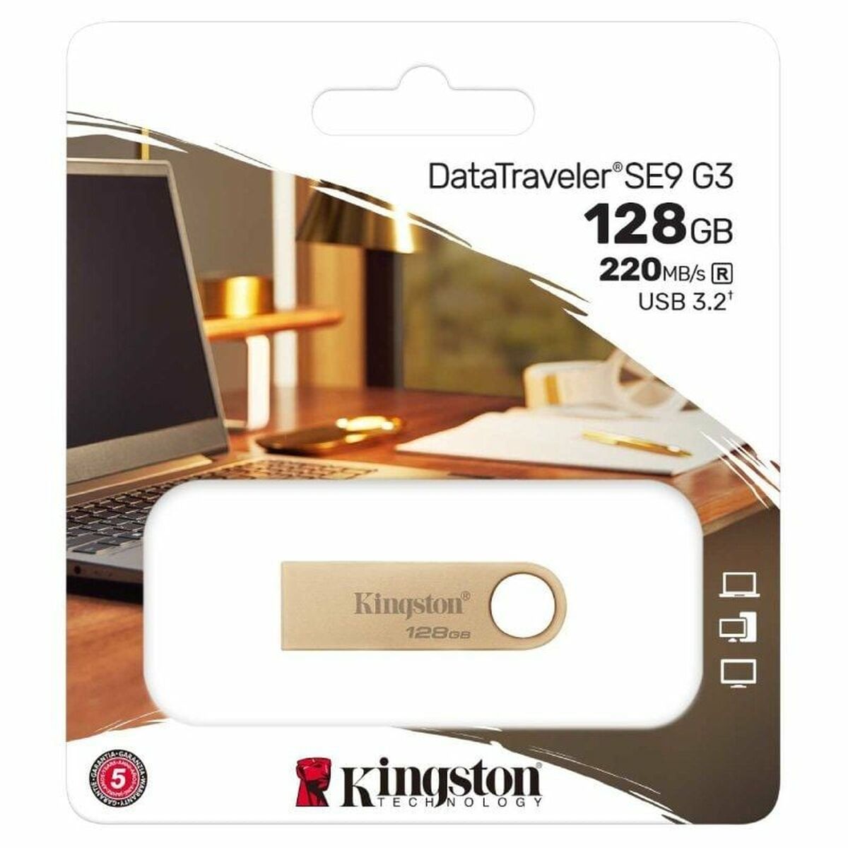 USB stick Kingston DataTraveler SE9 G3 USB 3.2 128 GB Golden