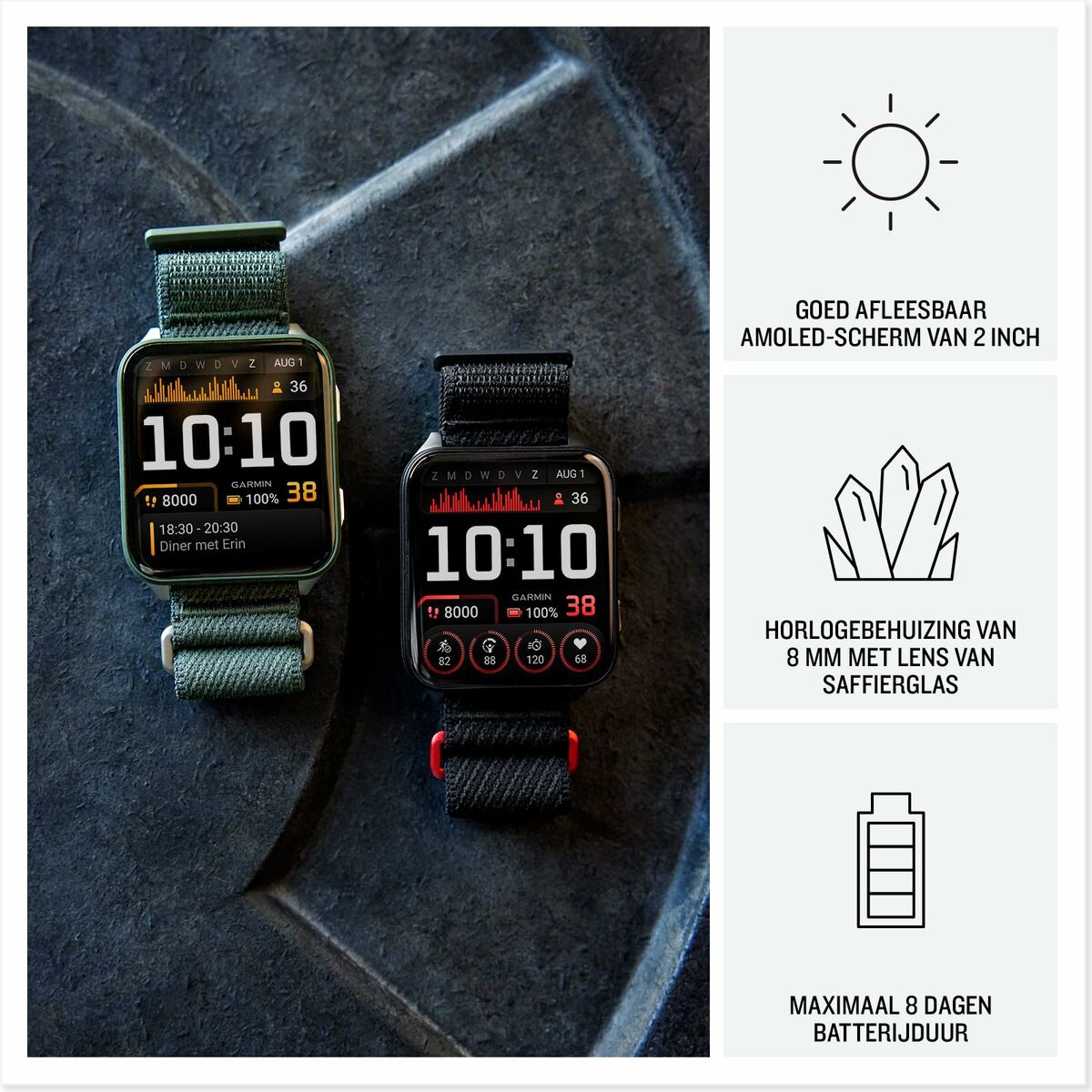 Smartwatch GARMIN 010-02980-03 Black Green Grey Board
