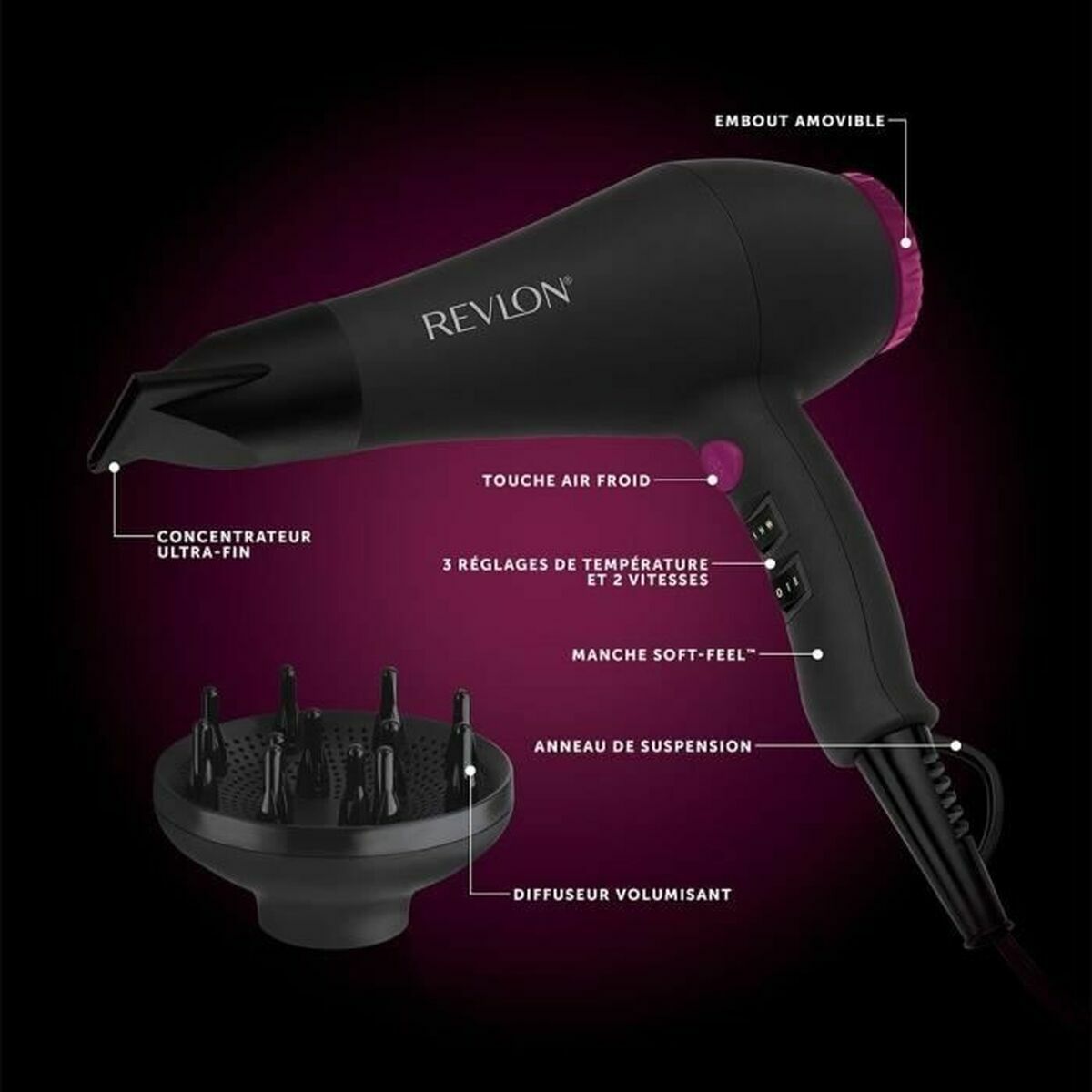 Hairdryer Revlon RVDR5251E Black 2000 W