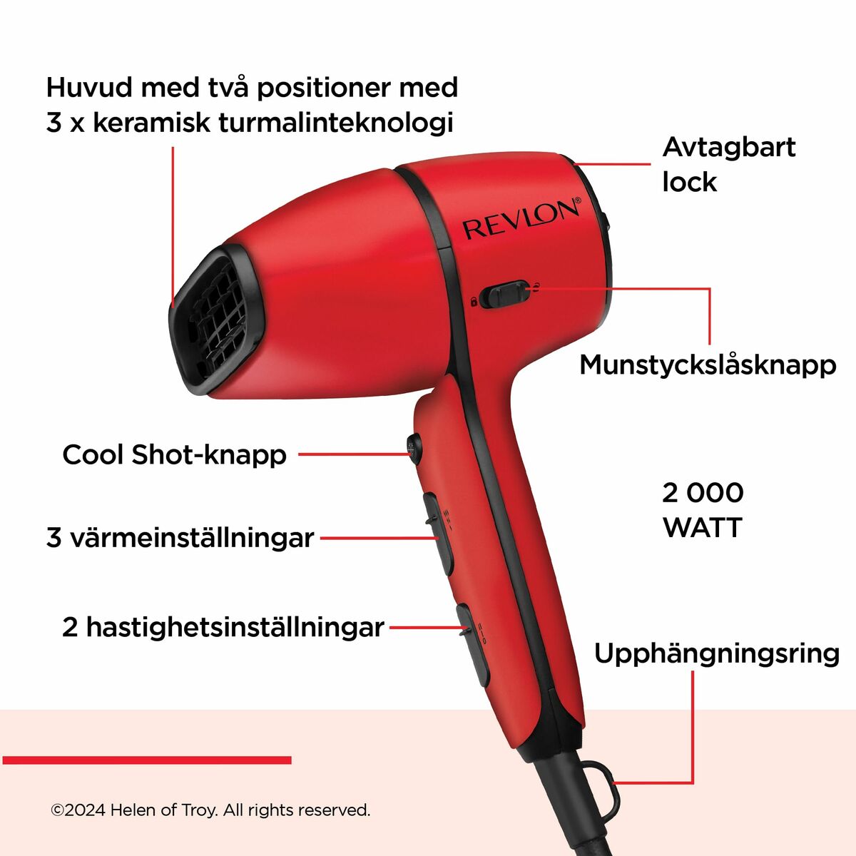 Hairdryer Revlon RVDR5320E Red 2000 W