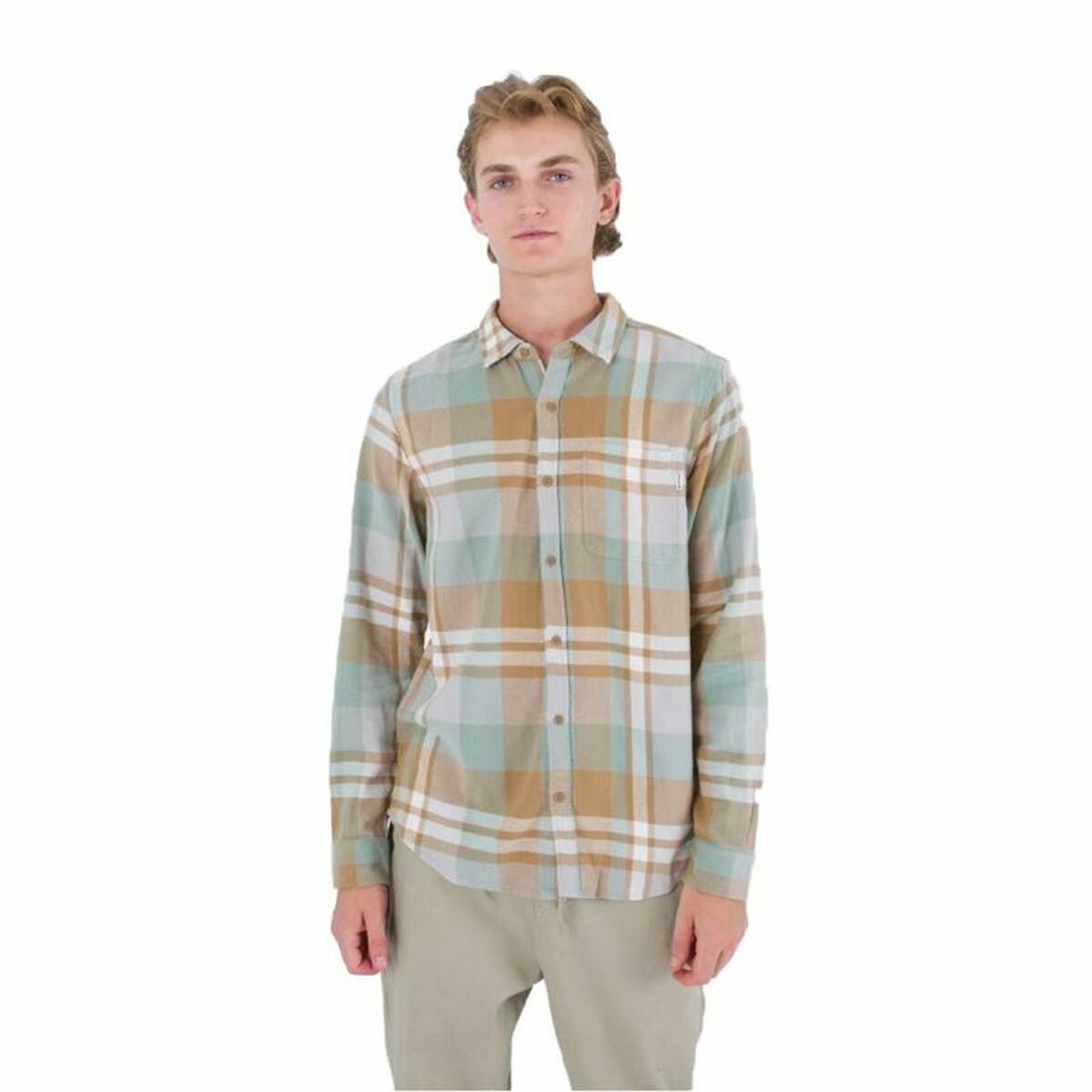 Men’s Long Sleeve Shirt Hurley Portland Organic Brown Men’s Long Sleeve Shirt Hurley Portland Organic Brown