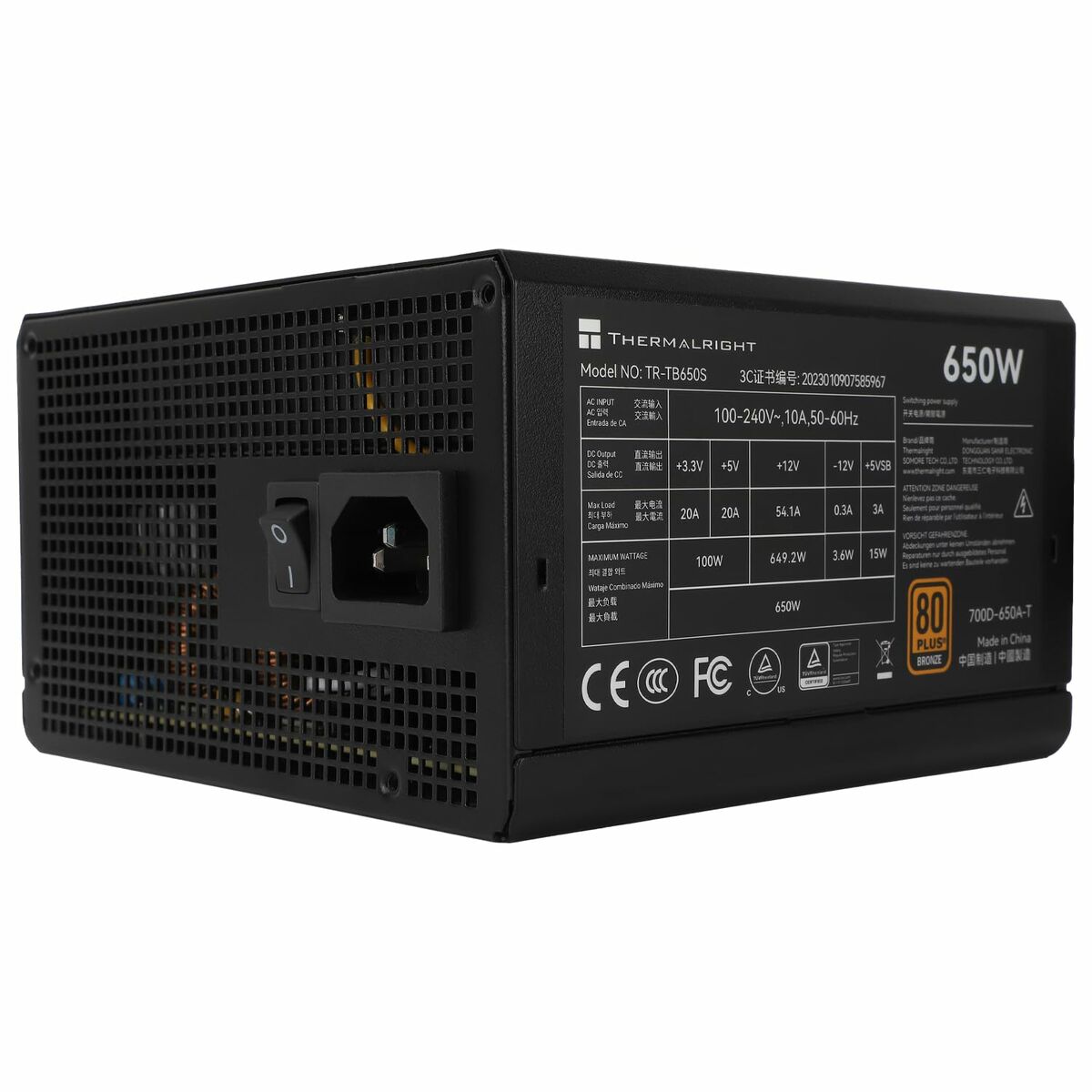 Power supply Thermalright TB650S ATX 650 W 80 Plus Bronze Power supply Thermalright TB650S ATX 650 W 80 Plus Bronze