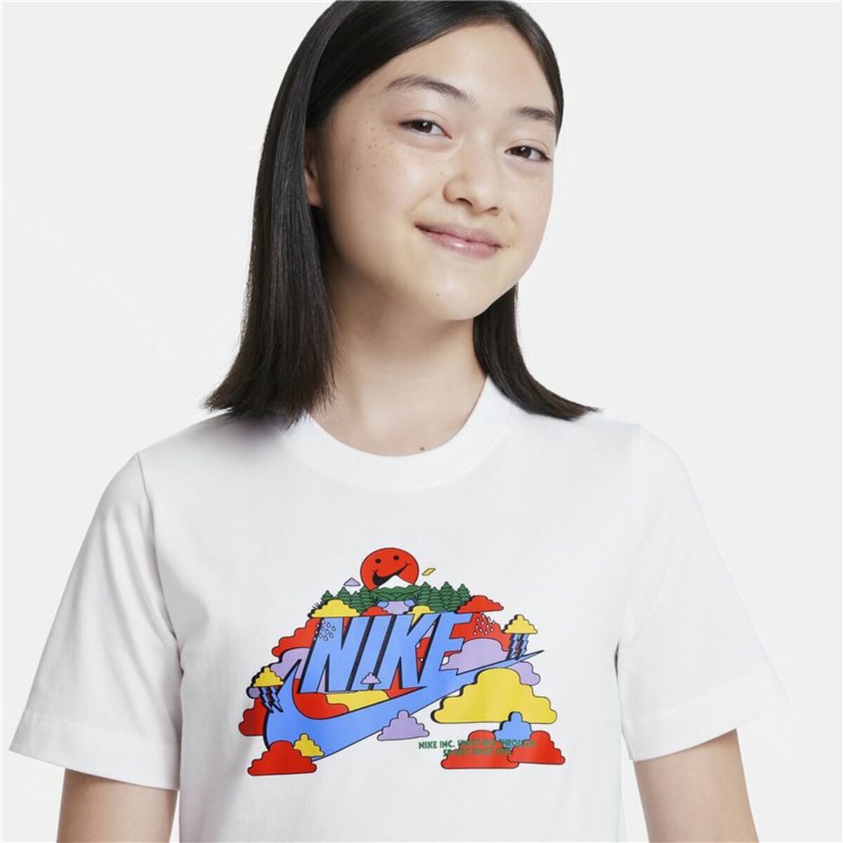 Child’s Short Sleeve T-Shirt Nike Happy Cloud White