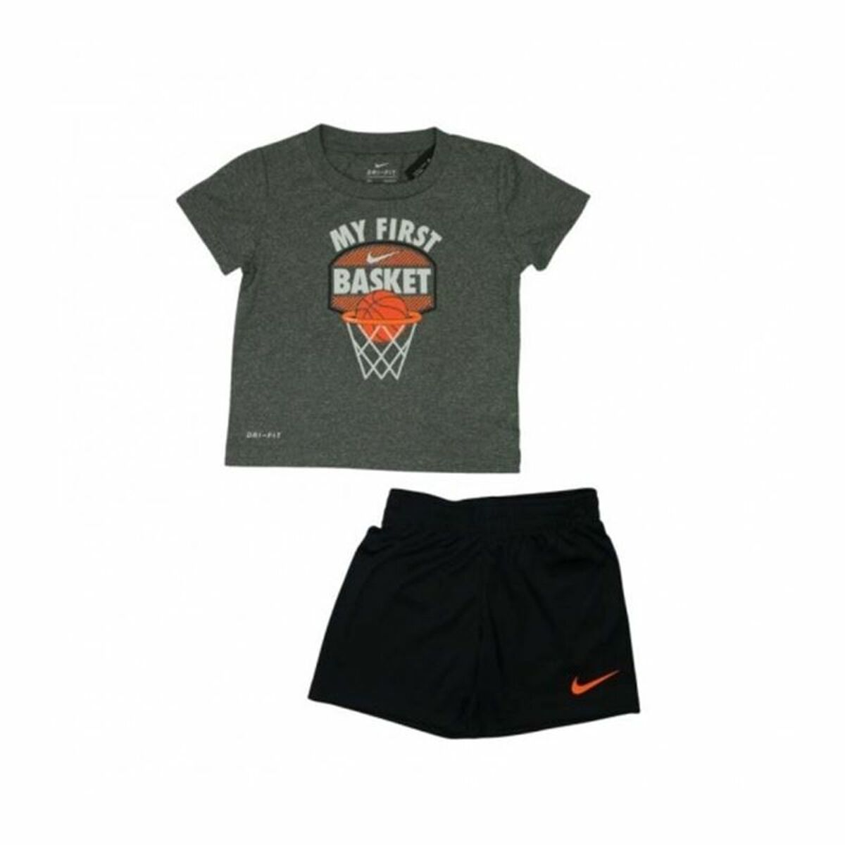 Children’s Sports Outfit Nike My First Basket Black Grey 2 Pieces Children’s Sports Outfit Nike My First Basket Black Grey 2 Pieces