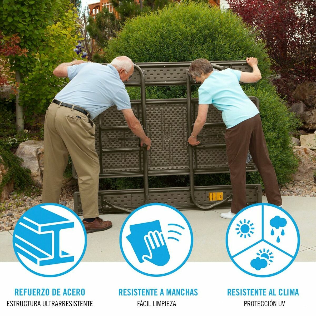 Picnic table Lifetime Wood Brown Foldable Steel Plastic 183 x 145 x 74 cm