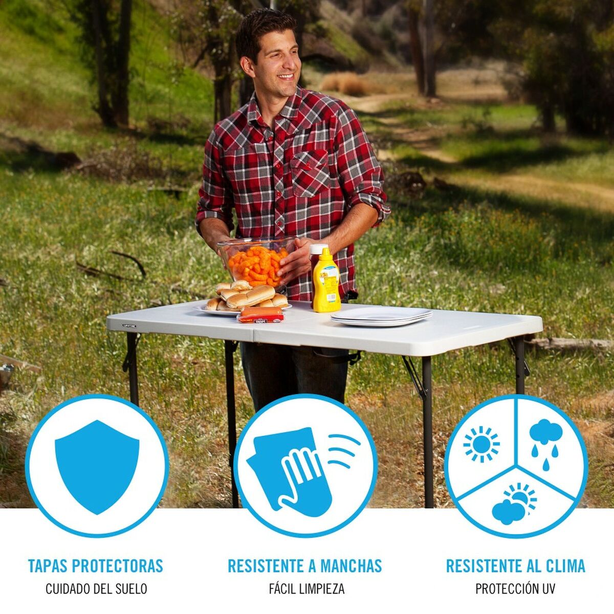 Folding Table Lifetime White 122 x 91,5 x 61 cm Steel HDPE