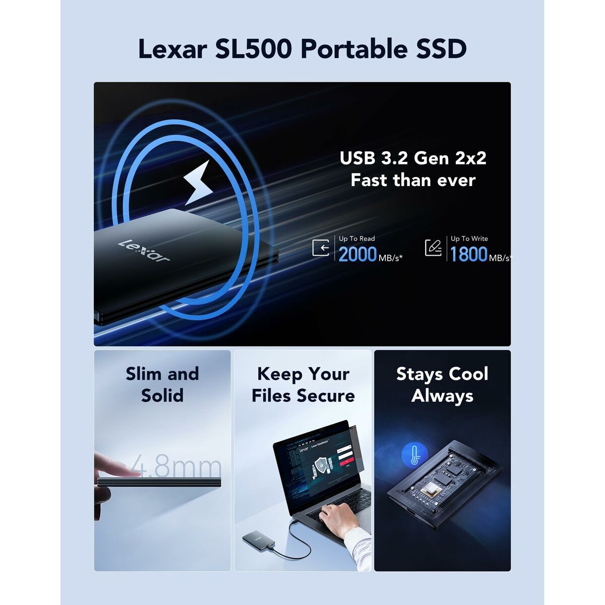 External Hard Drive Lexar LSL500X001T-RNBNG 1 TB SSD