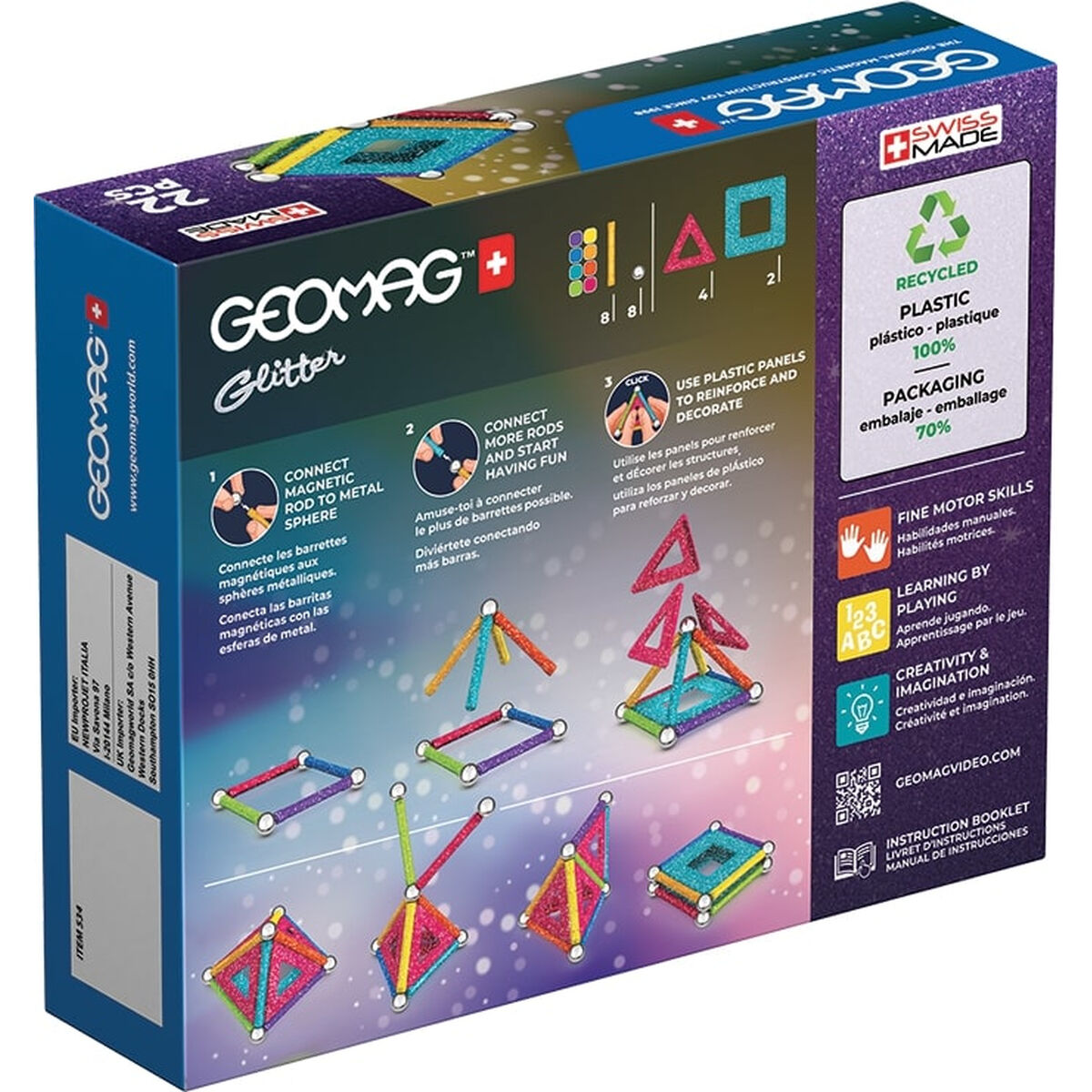 Playset Geomag Glitter (22 Pieces)