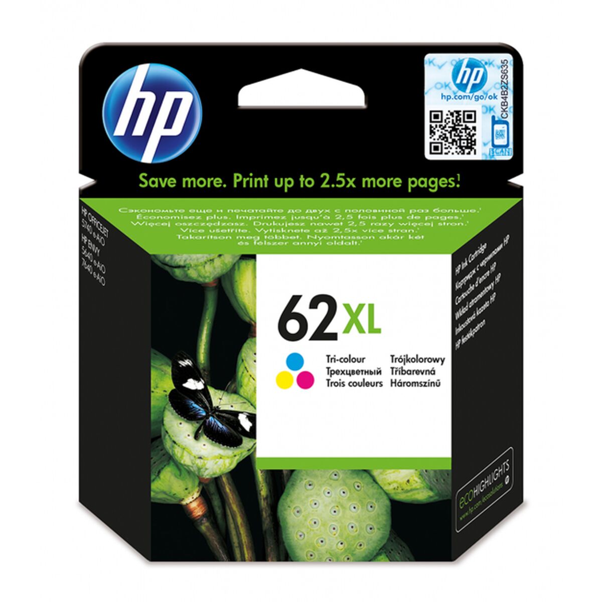 Original Ink Cartridge HP 62XL Cyan/Magenta/Yellow Yellow Cyan Magenta Multicolour Original Ink Cartridge HP 62XL Cyan/Magenta/Yellow Yellow Cyan Magenta Multicolour
