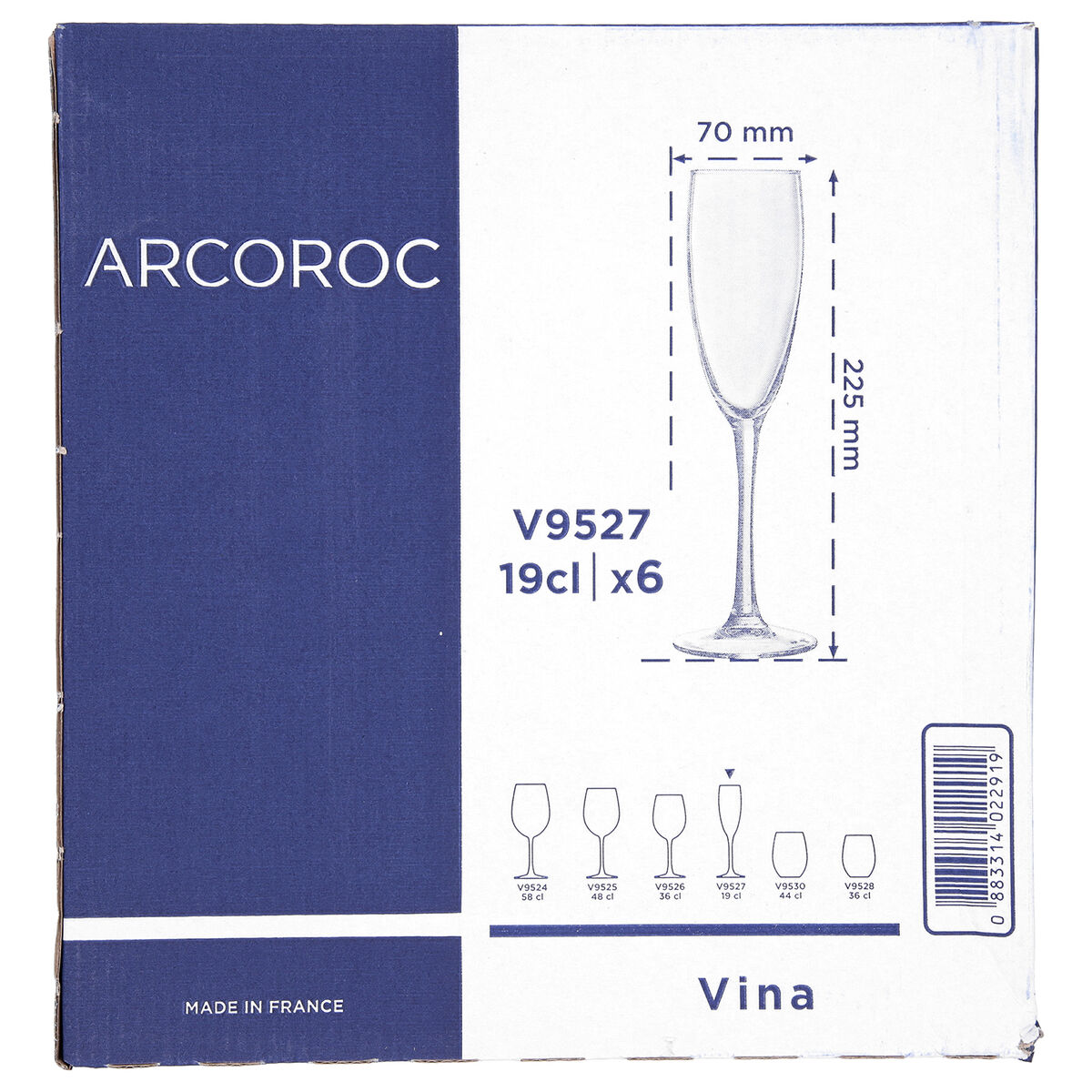 Champagne glass Arcoroc Vina Transparent Glass 190 ml (6 Units)