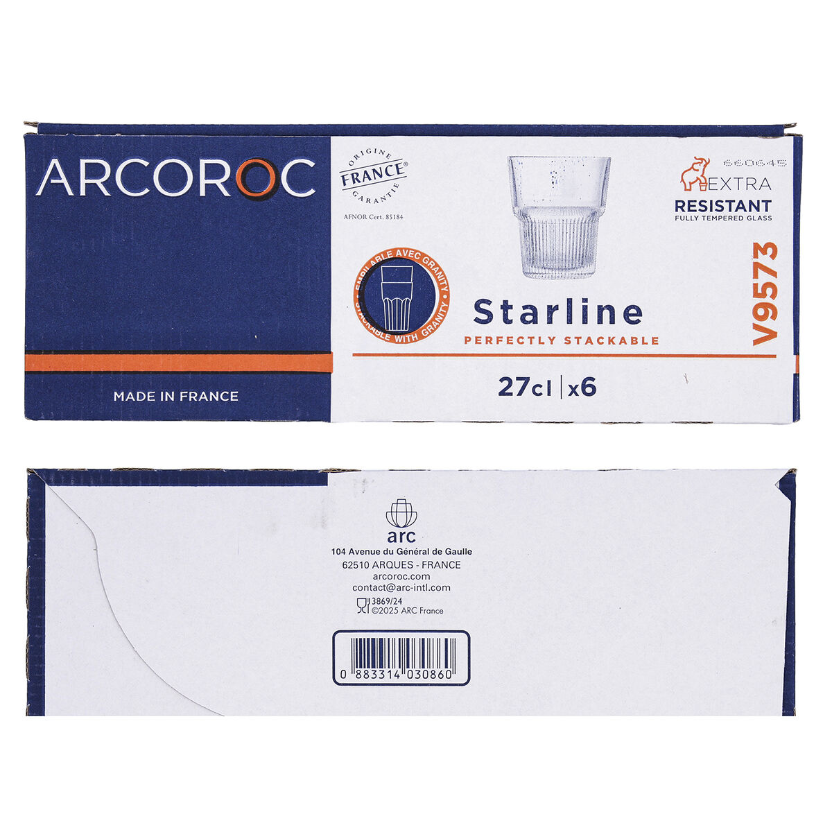 Glass for water Arcoroc Starline Transparent Glass 270 ml (6 Units)
