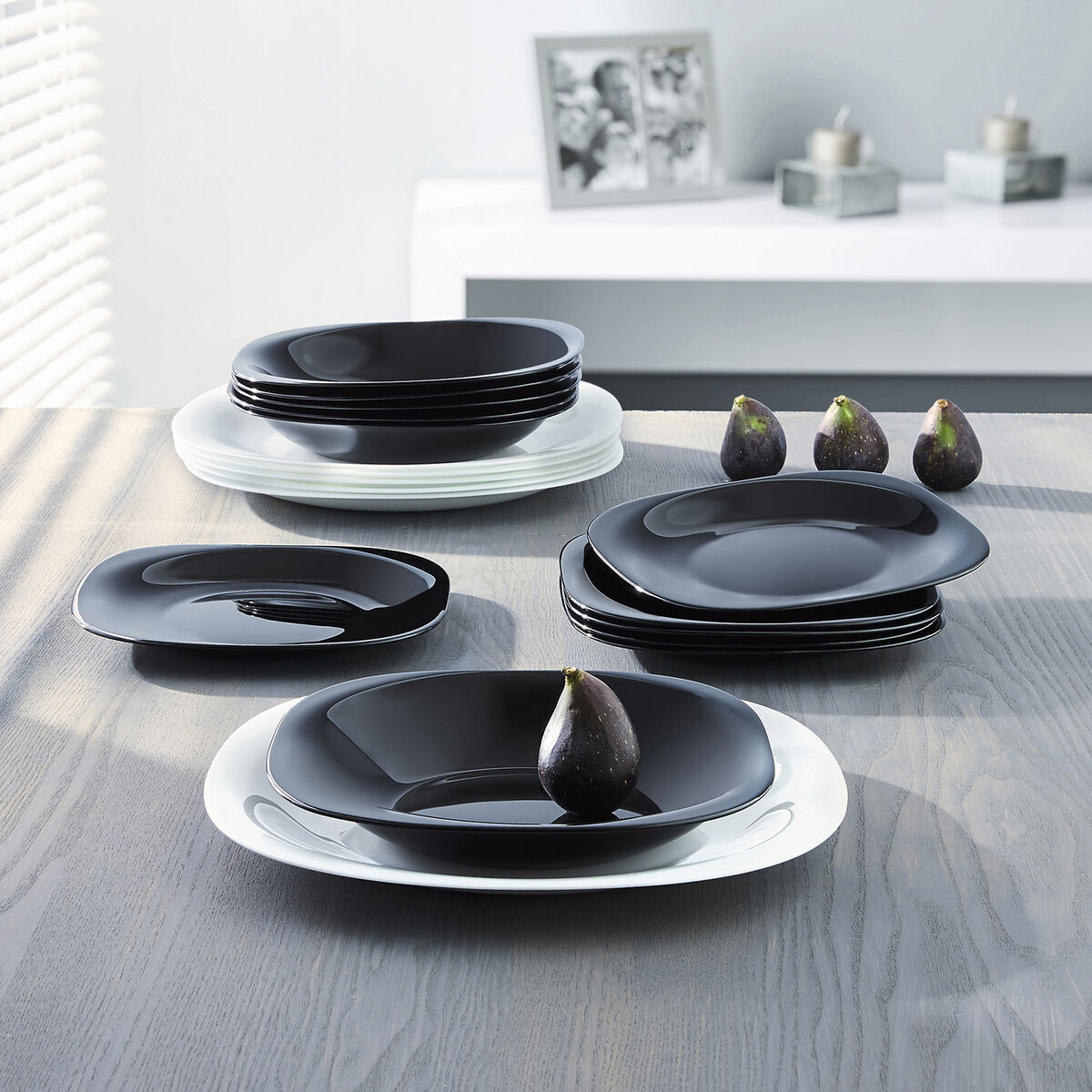 Tableware Luminarc Carine N&b White Black Glass 19 Pieces