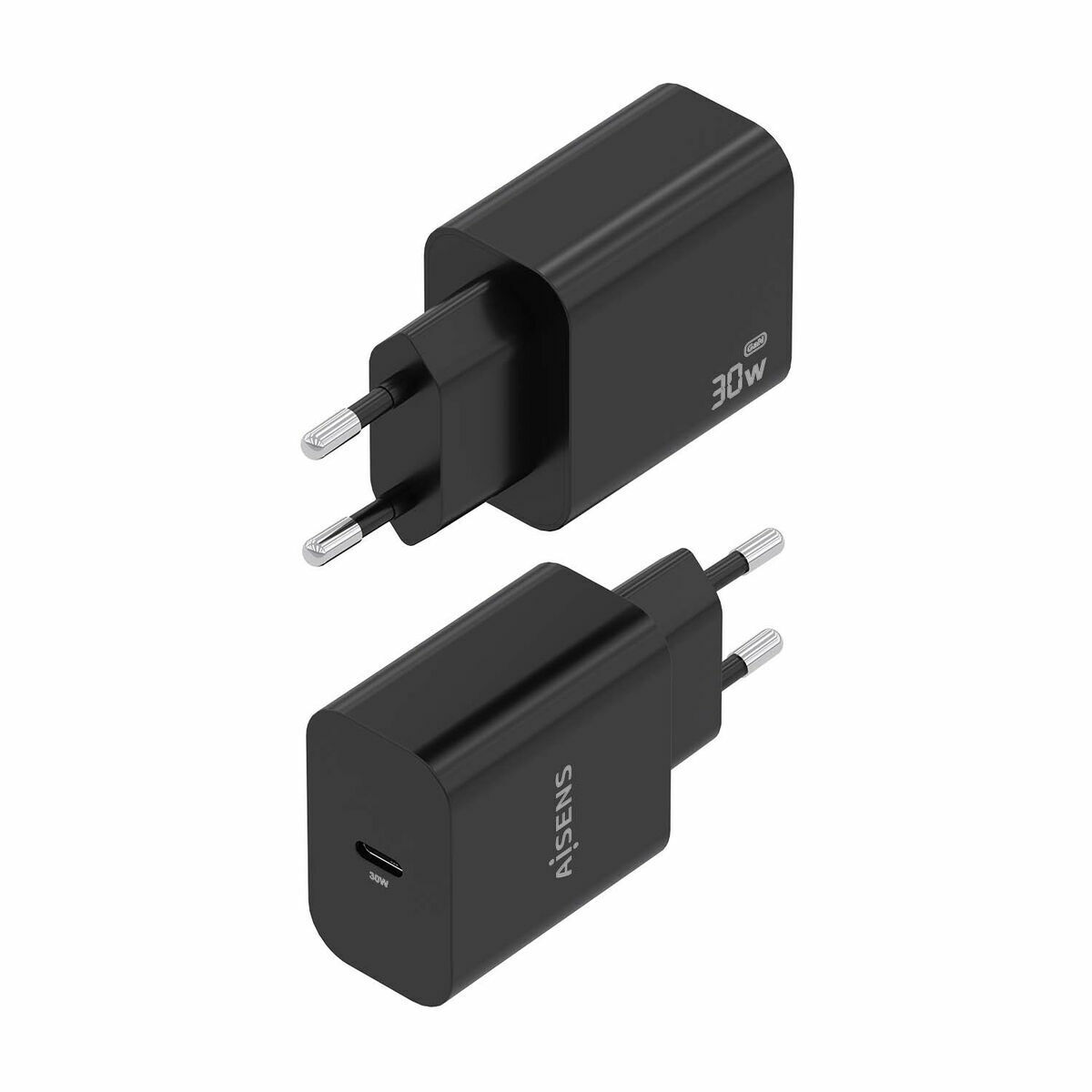 Wall Charger Aisens GAN 30W 1XUSB-C PD3.0 CHAR Black 33 W 50 W