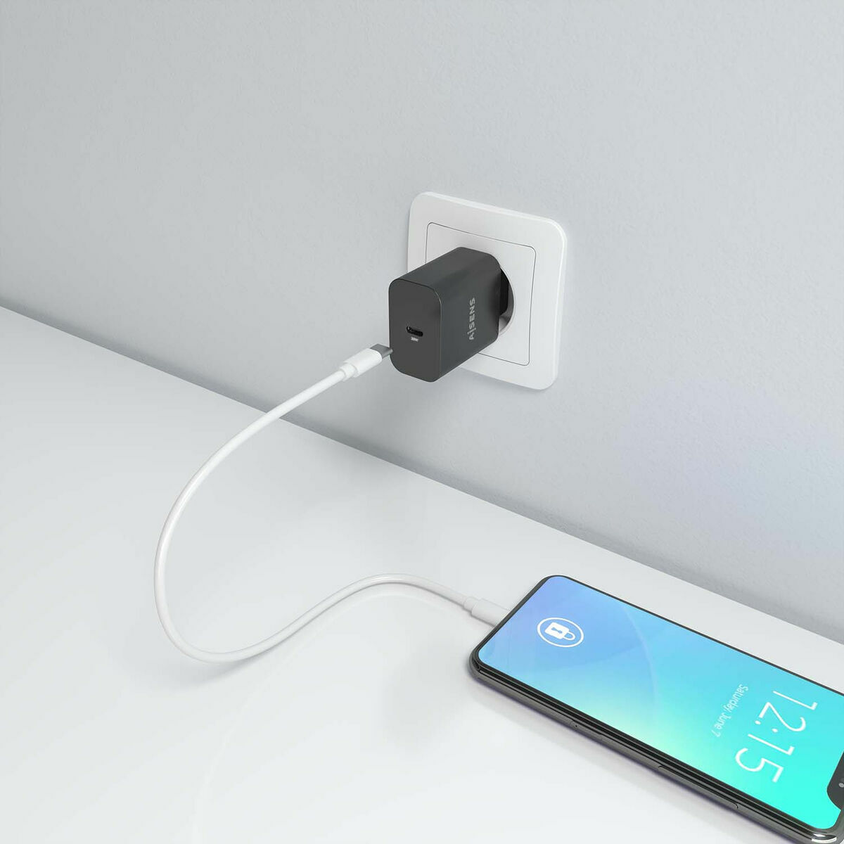 Wall Charger Aisens GAN 30W 1XUSB-C PD3.0 CHAR Black 33 W 50 W