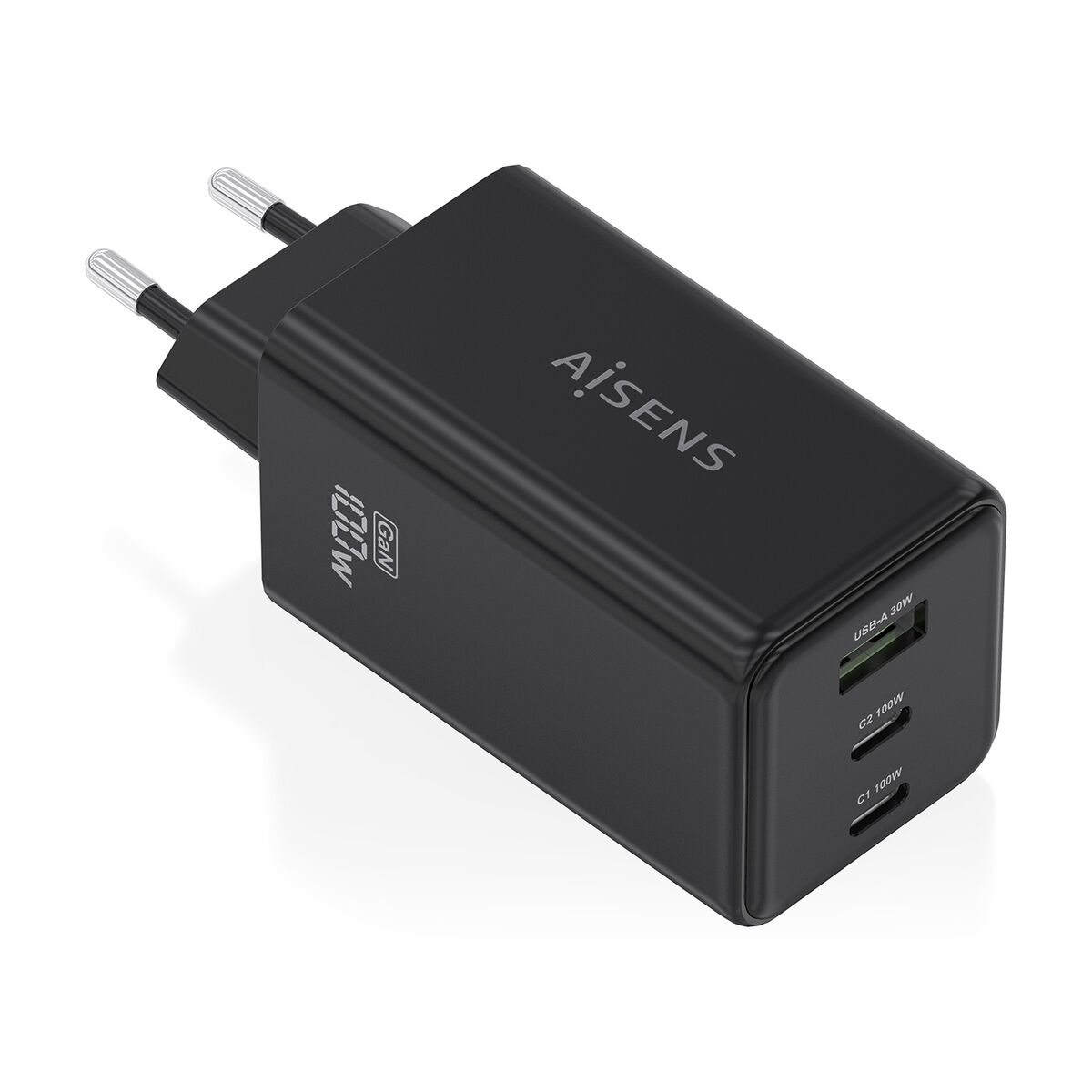 Wall Charger Aisens GAN Black 100 W Wall Charger Aisens GAN Black 100 W