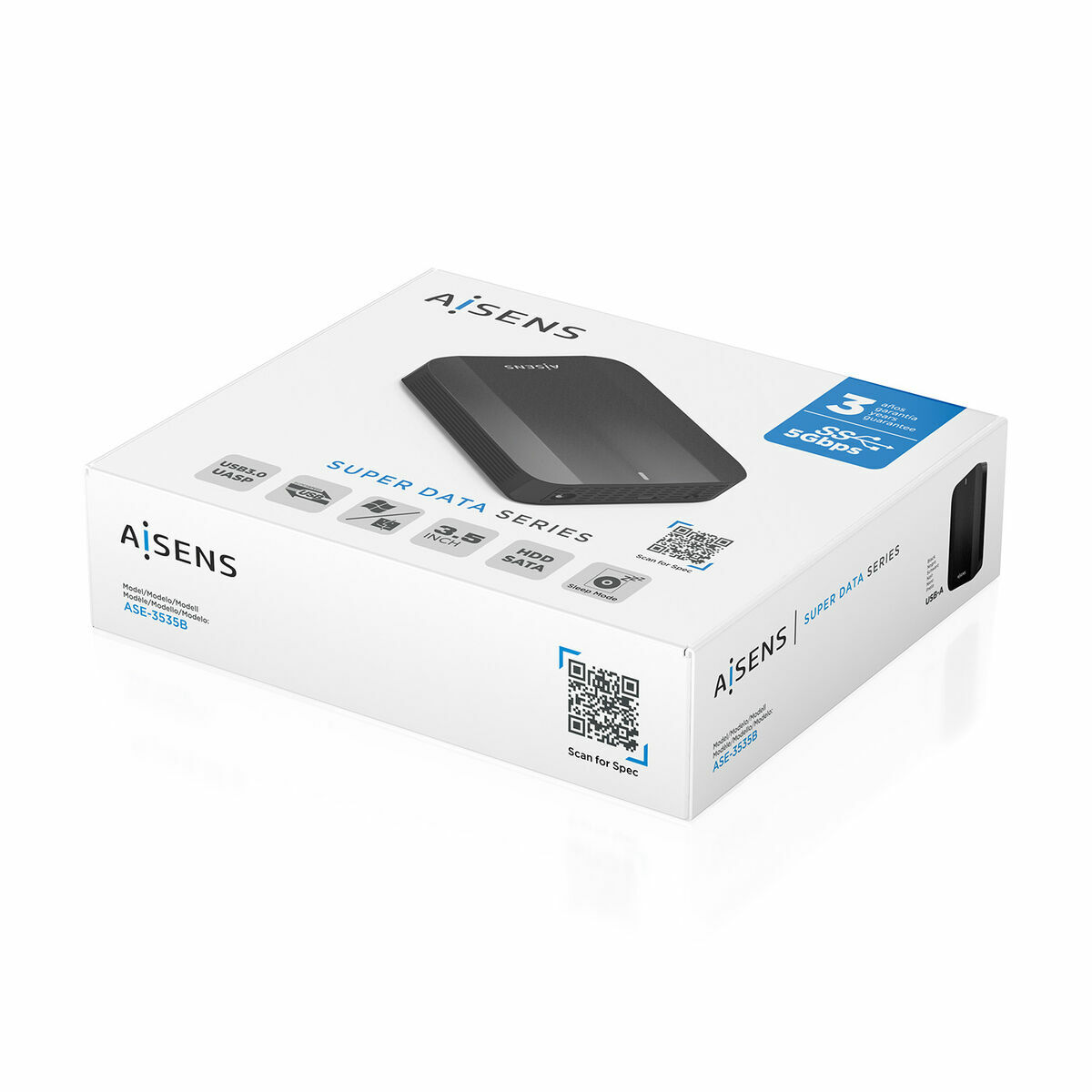 Hard drive case Aisens ASE-3535B Black
