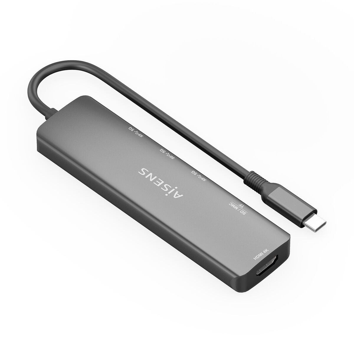 USB Hub Aisens USB-C DOCK 6 EN 1 Grey