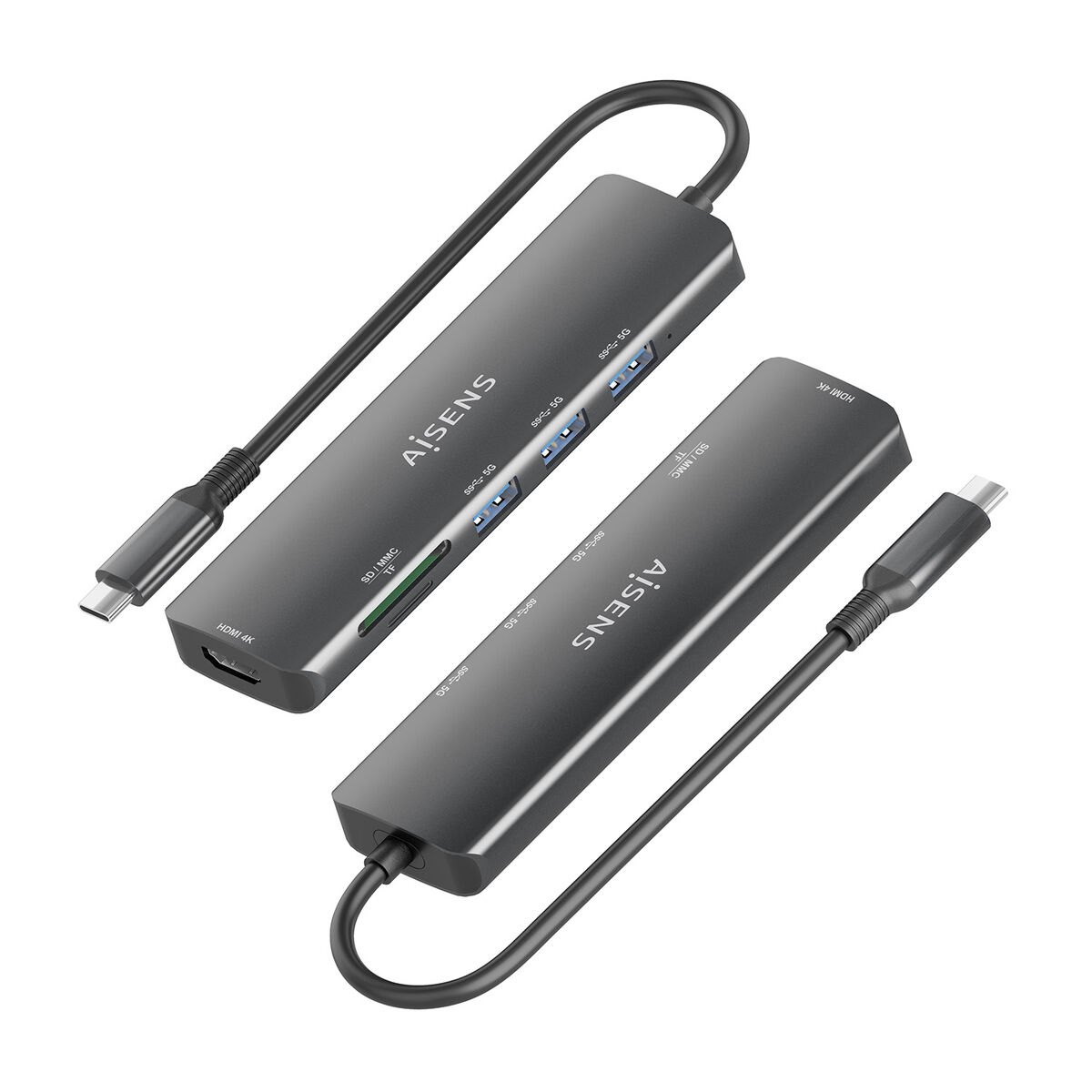 USB Hub Aisens USB-C DOCK 6 EN 1 Grey