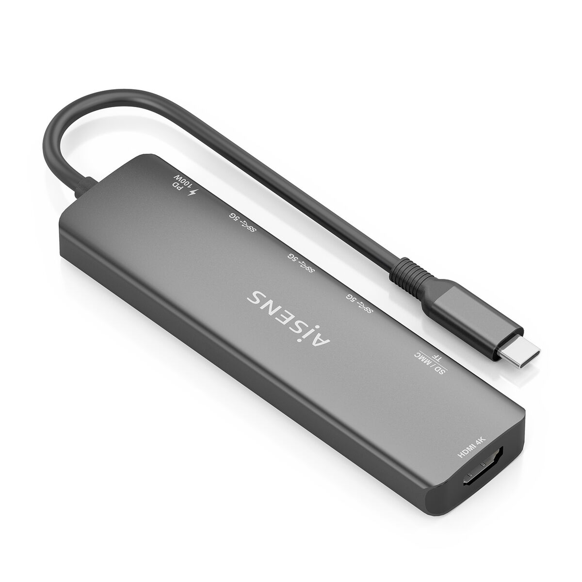 USB Hub Aisens 7 EN 1 Grey 100 W