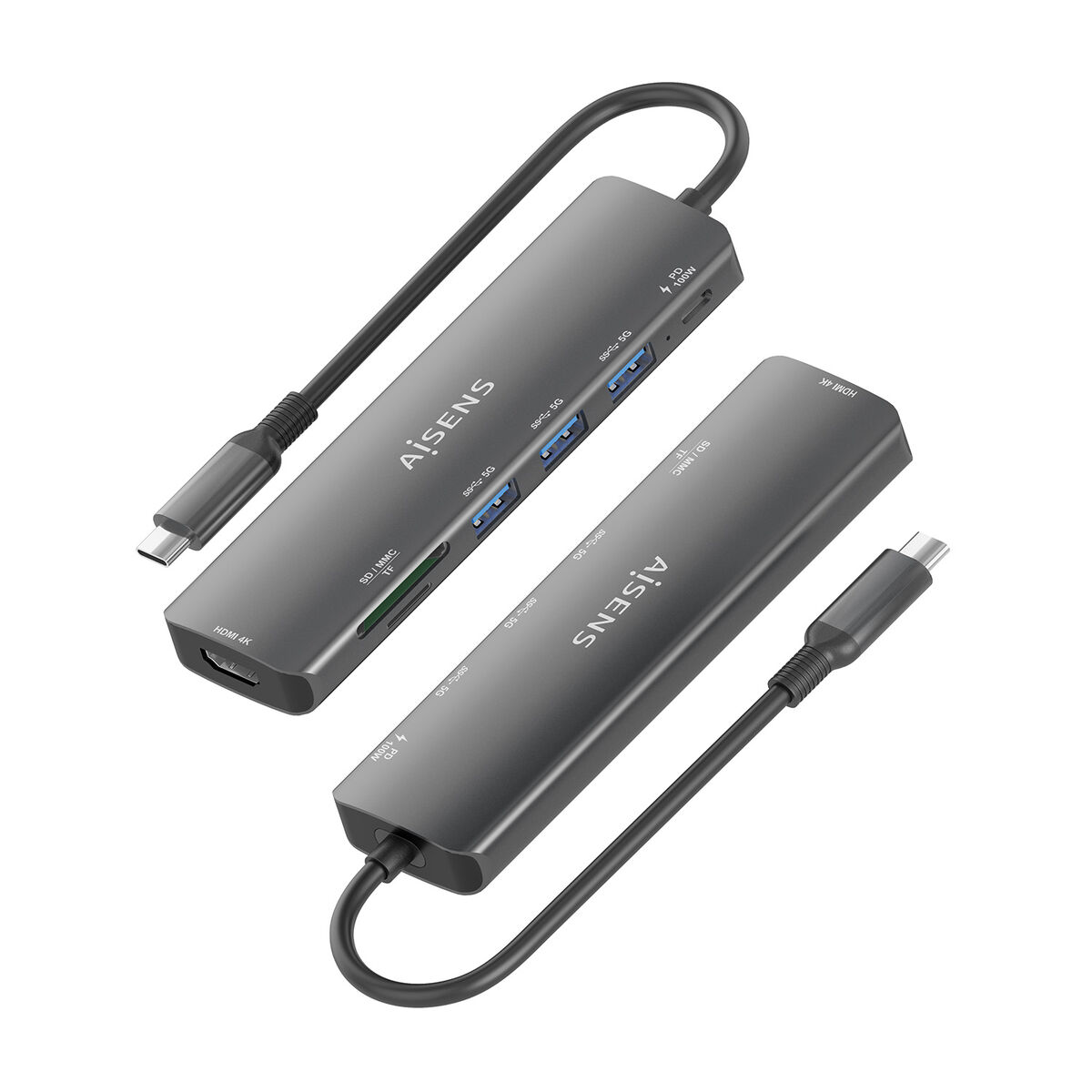 USB Hub Aisens 7 EN 1 Grey 100 W