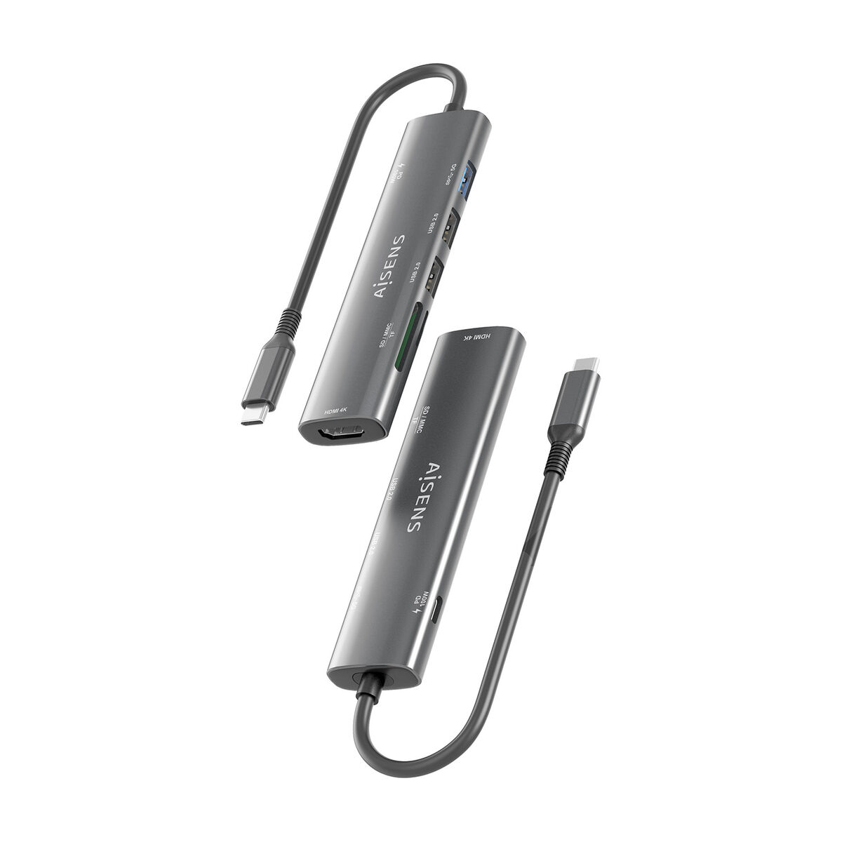 USB Hub Aisens 7 EN 1 Grey 100 W