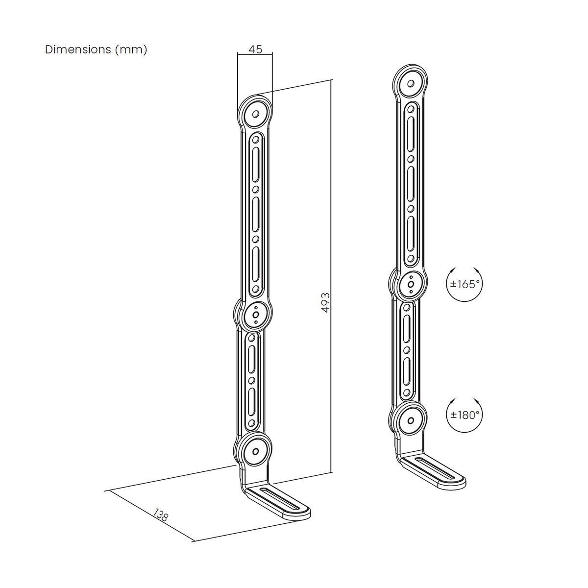 Adjustable support Aisens SPK03U-375 Black