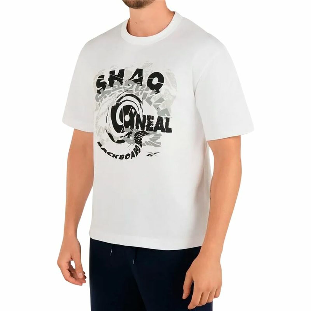 Menâs Short Sleeve T-Shirt Reebok Gs Hs Shaq Spiral Te White Menâs Short Sleeve T-Shirt Reebok Gs Hs Shaq Spiral Te White