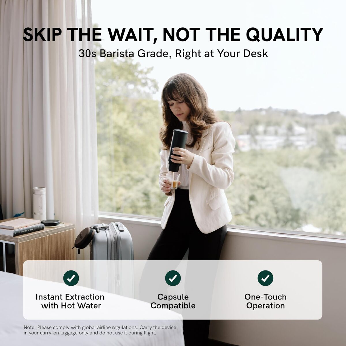 Portable Coffee Maker Outin OUTINWHITE White Stainless steel 50 ml 80 ml