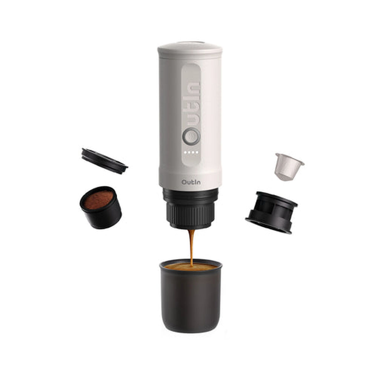 Portable Coffee Maker Outin OUTINWHITE White Stainless steel 50 ml 80 ml Portable Coffee Maker Outin OUTINWHITE White Stainless steel 50 ml 80 ml