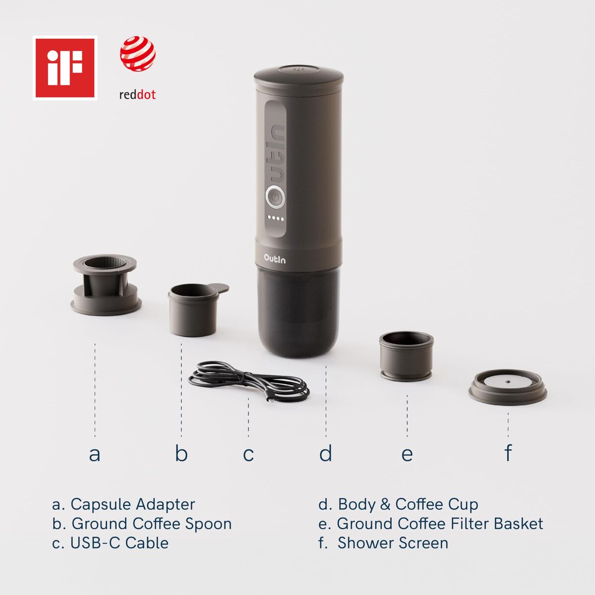 Portable Coffee Maker Outin OUTINPINK Stainless steel 50 ml 80 ml