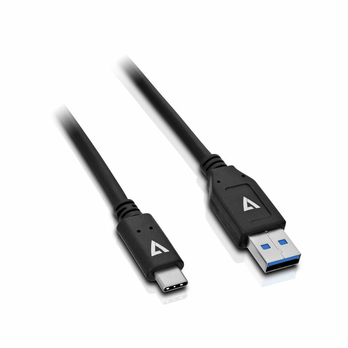 USB A to USB-C Cable V7 V7U2C-1M-BLK-1N Black 1 m USB A to USB-C Cable V7 V7U2C-1M-BLK-1N Black 1 m