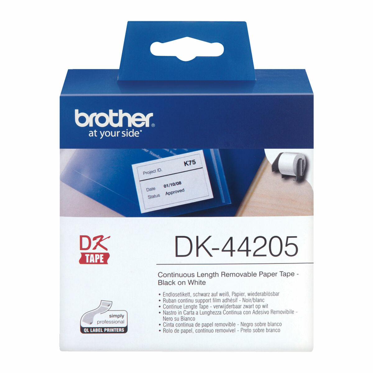 Printer Labels Brother DK-44205 62 mm x 15,24 m White Black/White (2 Units) Printer Labels Brother DK-44205 62 mm x 15,24 m White Black/White (2 Units)