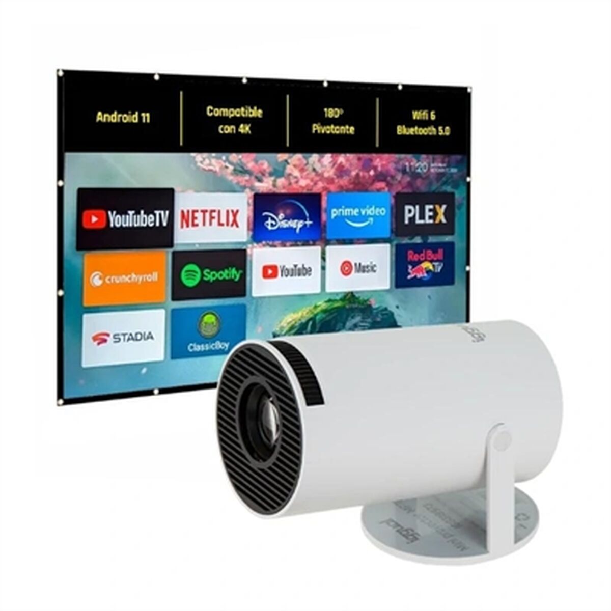 Projector iggual Pack mini proyector + pantalla 120″ plegabl HD 1280 x 720 px