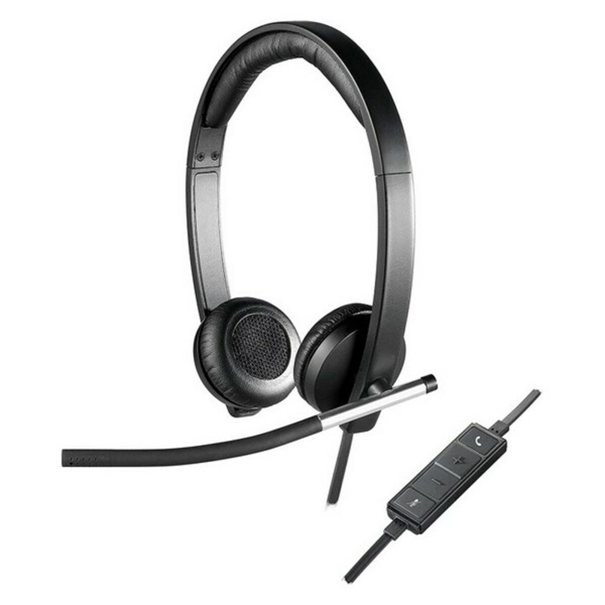 Headphones with Microphone Logitech 981-000519 USB 2.0 Black Silver Headphones with Microphone Logitech 981-000519 USB 2.0 Black Silver