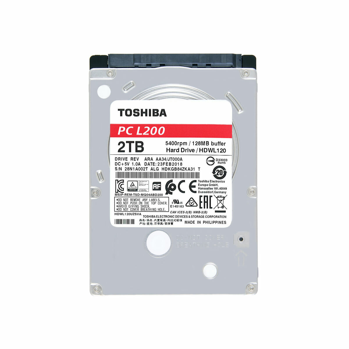 Hard Drive Toshiba HDKGB91ZKA01T 2,5″ 2 TB